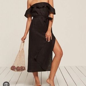 Reformation Madrid midi dress size 2 black